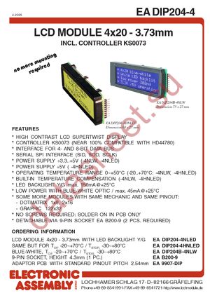 EA DIP204B-4NLW datasheet  